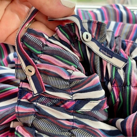 {Figue} Maya Silk Striped Cold/Off Shoulder Midi Dress, Size XS - Picture 8 of 10